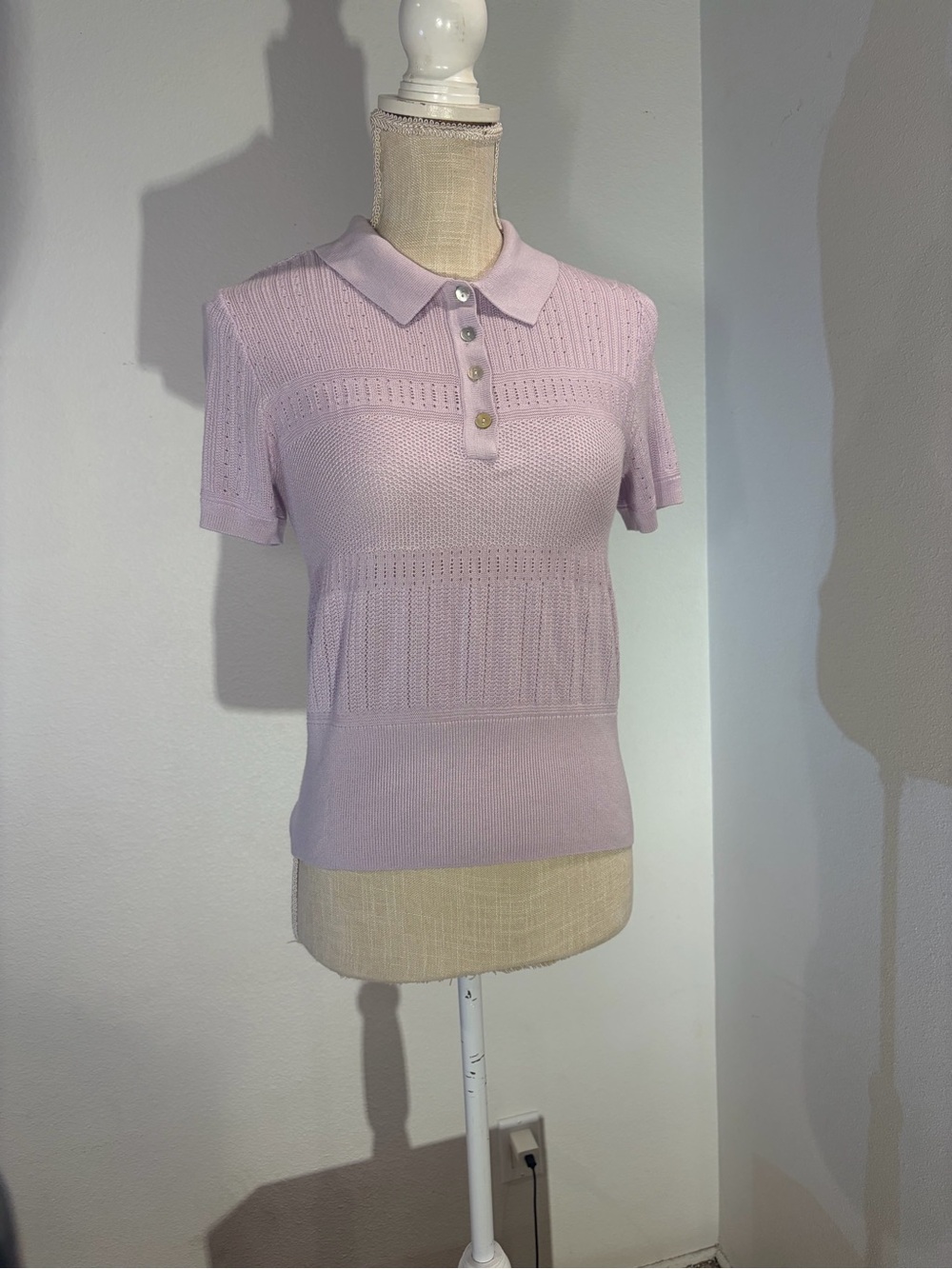 a new day Pale Lilac Short Sleeve Knit Polo Top